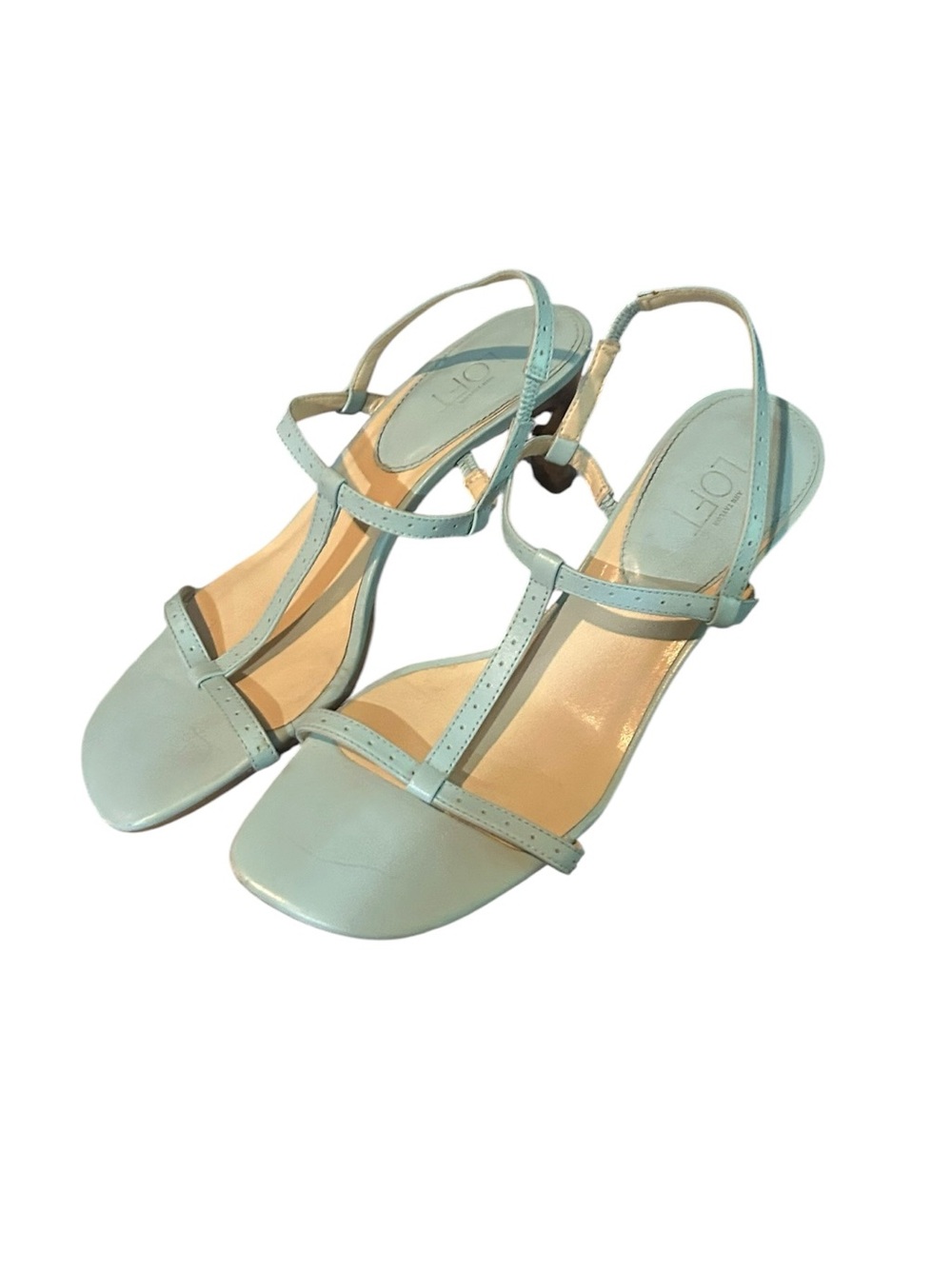 LOFT Pale Blue Mint Green Strappy Mid-Heel Sandals Sz 7